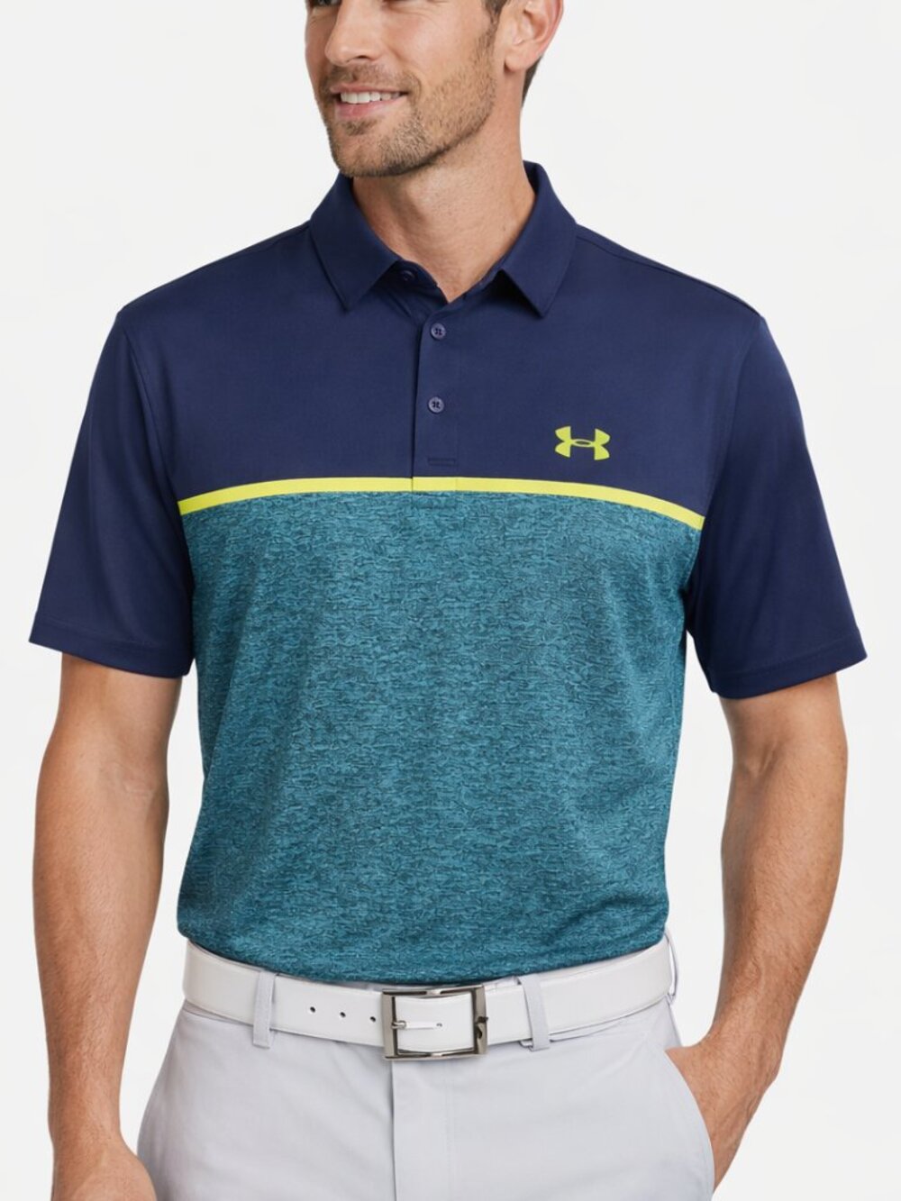 UNDER ARMOUR Playoff Golf Polo 2.0 SS Shirt Athletic Heathered Teal Men's XXL